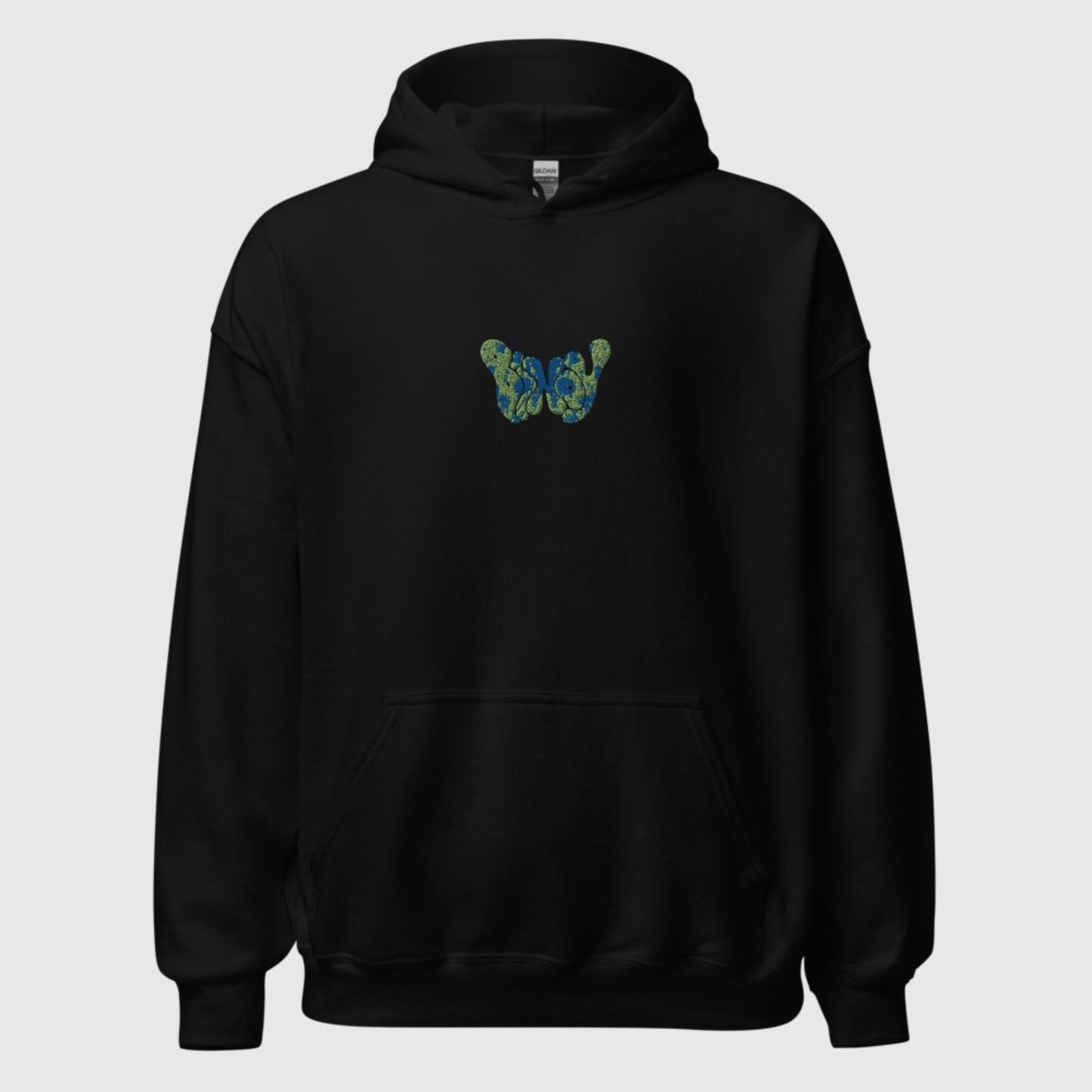 BINOY Embroidered Hoodie in Black