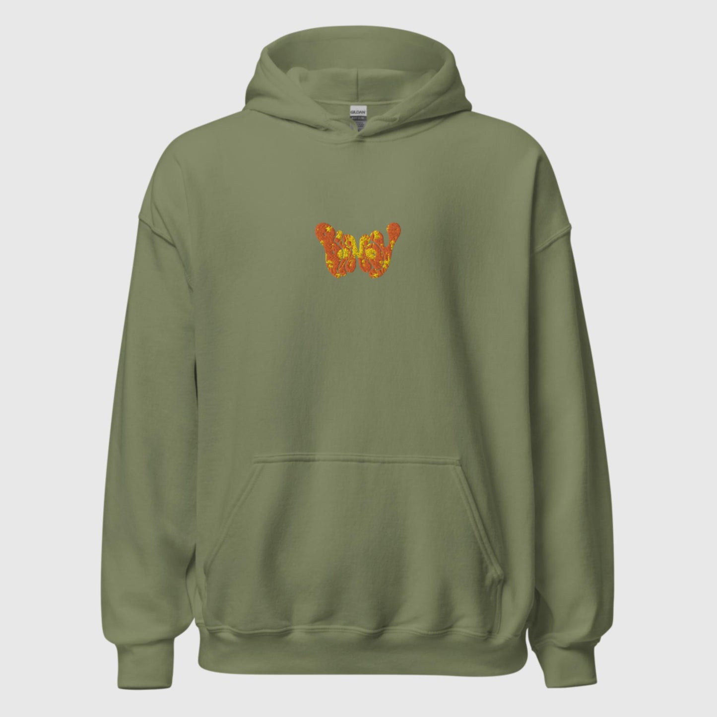 BINOY Embroidered Hoodie in Olive
